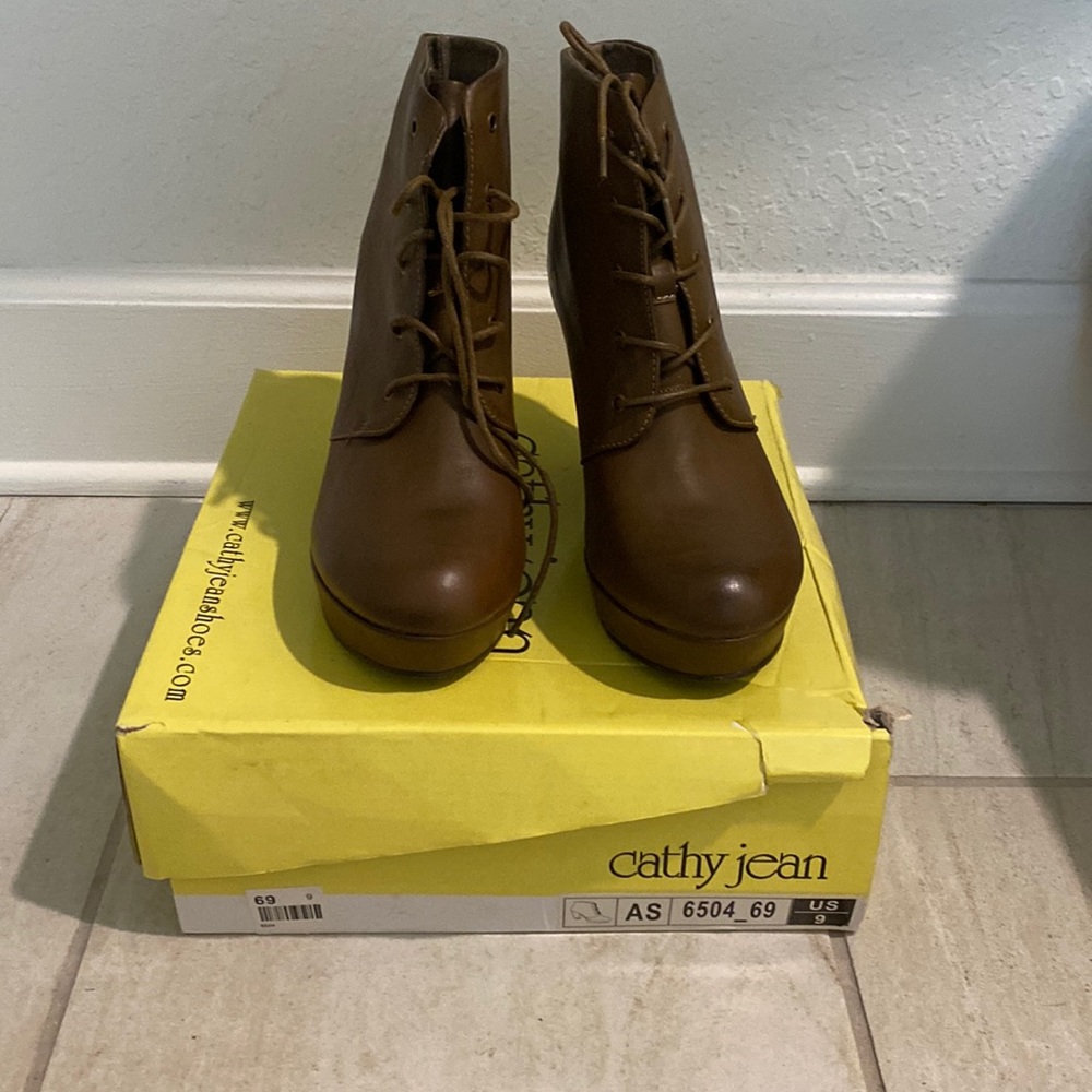 Cathy Jean lace up booties. NEVER WORN GREAT CONDITION